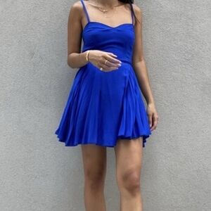 Aritzia Talula Lipinski Fit & Flare Sweetheart Mini Dress Blue Cobalt Women's 2